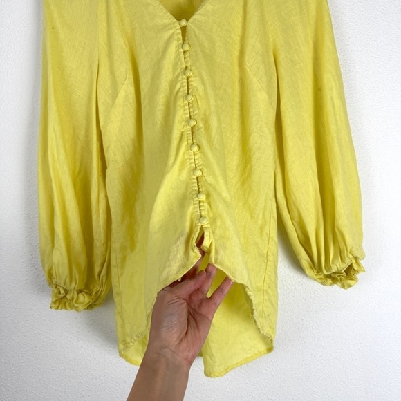 Anthropologie Maeve Audie Linen Button Down Puff Sleeve Blouse Top XS - Picture 7 of 11